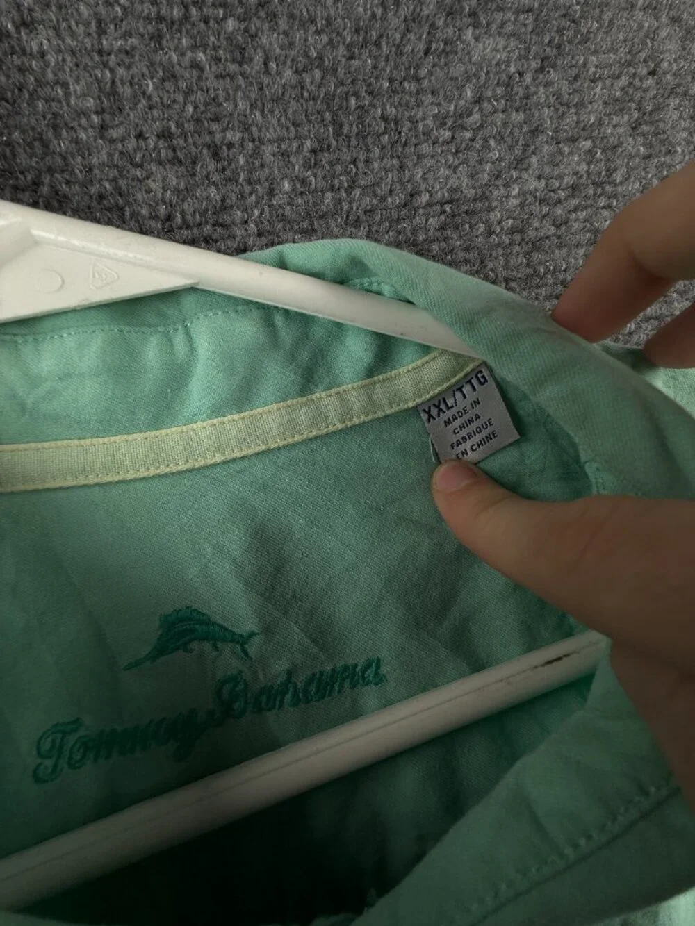 Tommy Bahama Silk Cotton Spandex Button Up Shirt Short Sleeve Light Green 2XL
